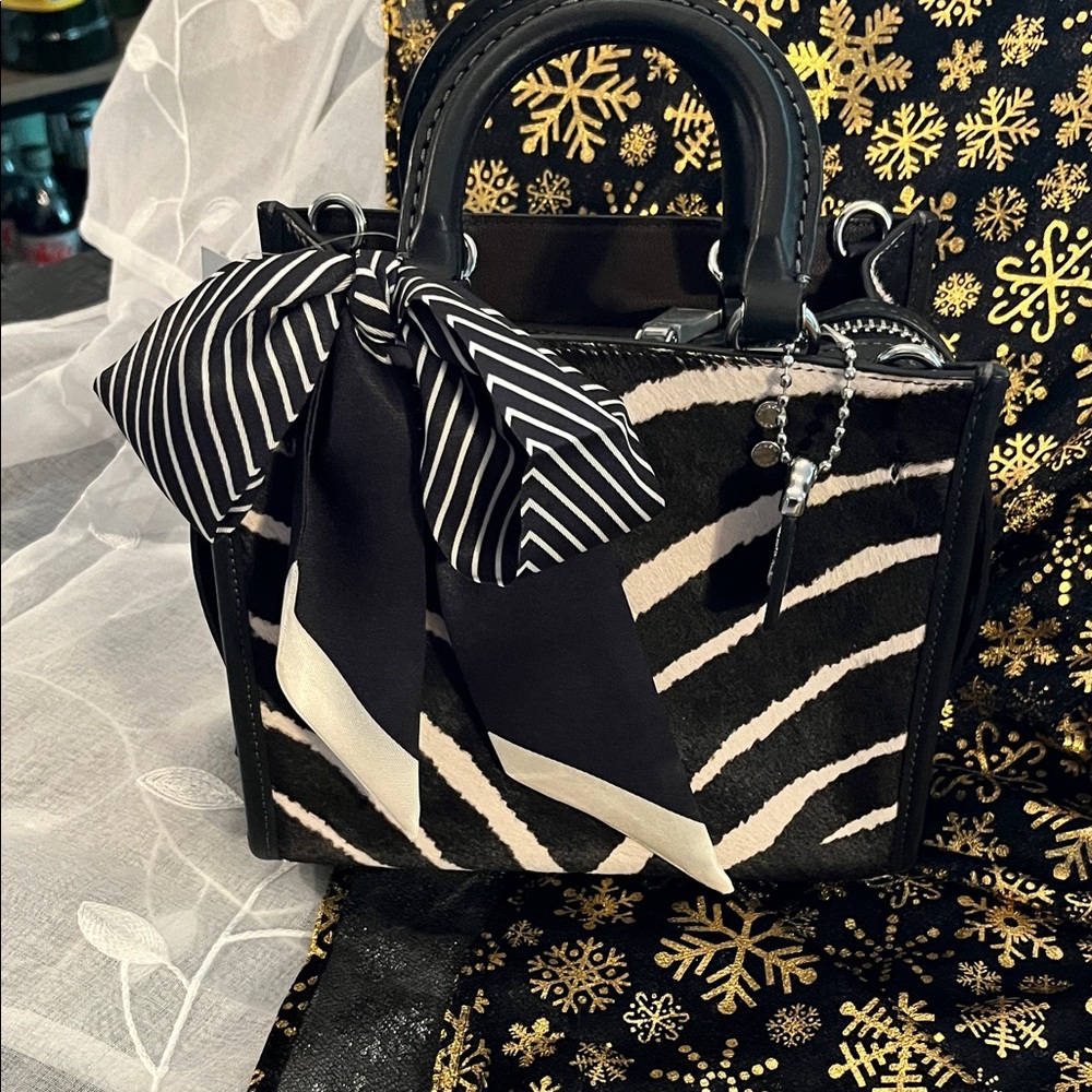 Coach Rogue 20 Zebra Hair-Calf Crossbody/Shoulder Bag